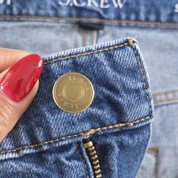 J.Crew Mid-Rise Slouchy Straight Leg Raw Hem Jeans in Blue, Size 31 - Picture 8 of 10